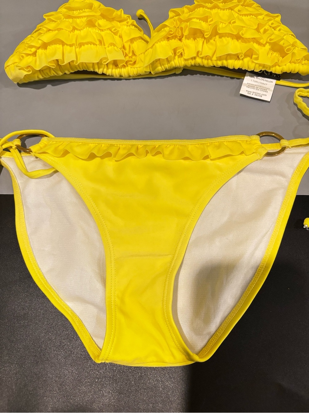 Ingear Yellow Ruffle Triangle Bikini Set - Picture 4 of 10